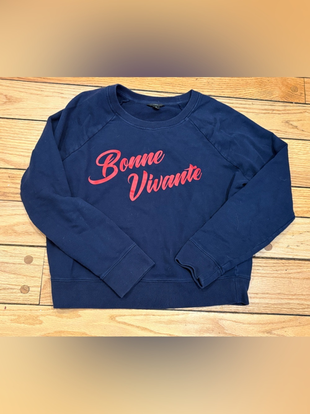 J. Crew Navy Women’s Bonne Vivante 100% Cotton Terry Sweatshirt size small